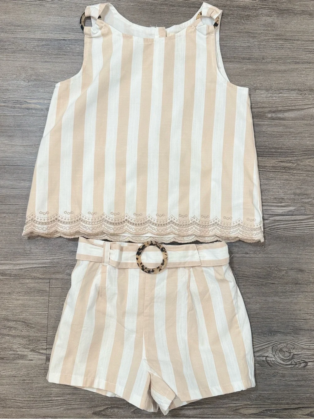 Happily Grey Kids NWT 2 Piece Stripe Cotton Outfit Set Size 7/8
